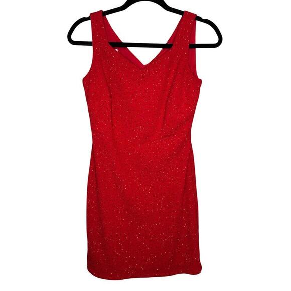 David Warren Petites Beautiful Red Sparkle Sleeveless Minin Dress Size 2P - Picture 1 of 7